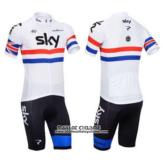 2013 Maillot Ciclismo Sky Champion Regno Unito Blanc Manches Courtes et Cuissard